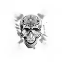 skull with kevlar and night vision tattoo design idea