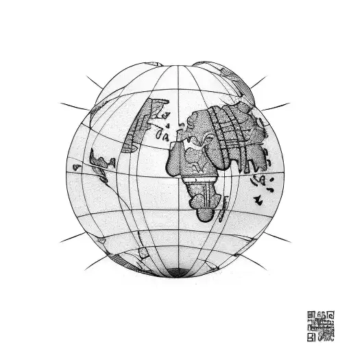 world globe and N & L letters tattoo design idea
