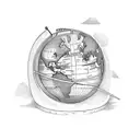 world globe and N & L letters tattoo design idea