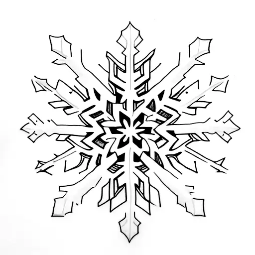A minimalist tattoo of a snowflake with the word 'intense' written within it tattoo design idea