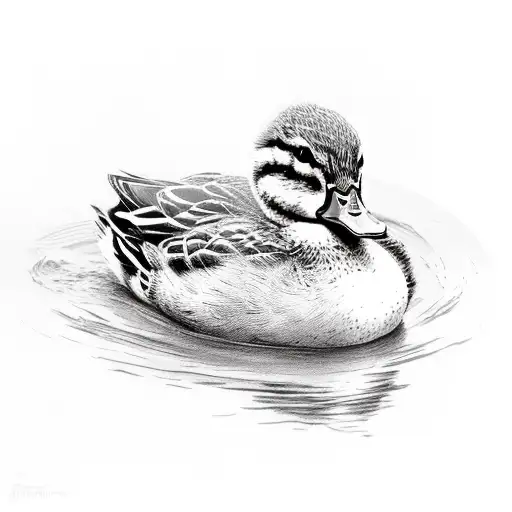 mother duck with two ducklings tattoo design idea