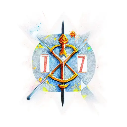 Sword with the word "NOVA"  and the date 7.10.2023 tattoo design idea