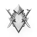Sword with the word "NOVA" on it tattoo design idea