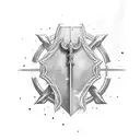 Sword with the word "NOVA" on it tattoo design idea