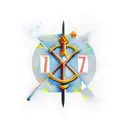 Sword with the word "NOVA"  and the date 7.10.2023 tattoo design idea