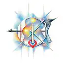 Sword with the word "NOVA"  and the date 7.10.2023 tattoo design idea