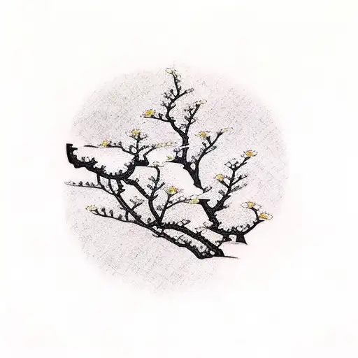 cherry blossom tree with tori gate tattoo design idea