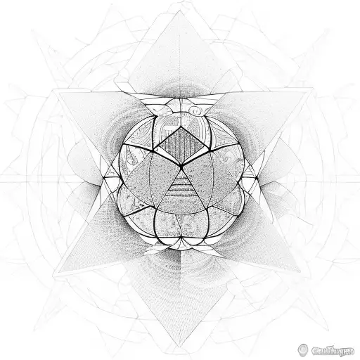 metatrons cube with platonic solids pulled out tattoo design idea