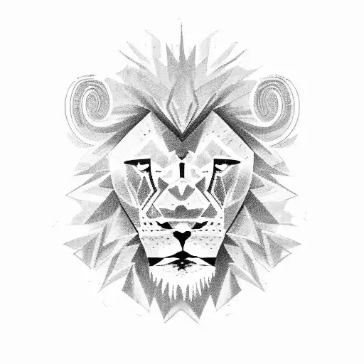 A truck with a lion's head as the front grille tattoo design idea