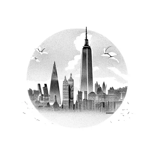 Skyline, New York, Barcelona, London, Venice, Vienna tattoo design idea