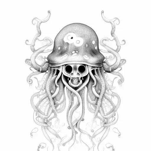 Jellyfish medusa black tattoo design idea