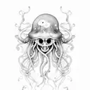 Jellyfish medusa black tattoo design idea