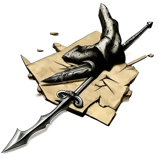 Thorfinn's dagger from Vinland Saga, broken and chipped tattoo design idea