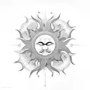 Aum with sun tattoo design idea
