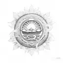 Aum with sun tattoo design idea