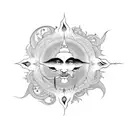 Aum with sun tattoo design idea