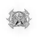 A collage tattoo incorporating elements of backpacking gear, USMC symbols, and family portraits, all tied together with motifs of sacrifice and salvation tattoo design idea