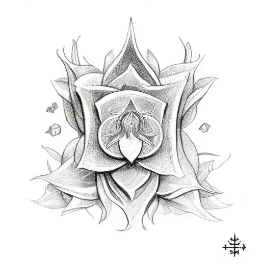 witchcraft tarot flower tattoo design idea