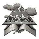 A heartbeat line graph morphing into a mountain range with a sunset sky tattoo design idea