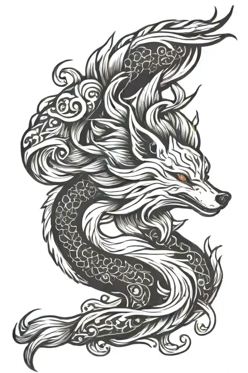 nine tailed fox tattoo design idea
