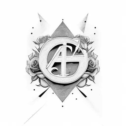 fat cap letter A with roses neck tattoo tattoo design idea