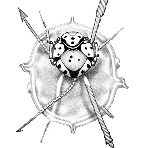 ladybug sitting on anchor  tattoo design idea
