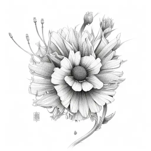 flowers down the spine  tattoo design idea