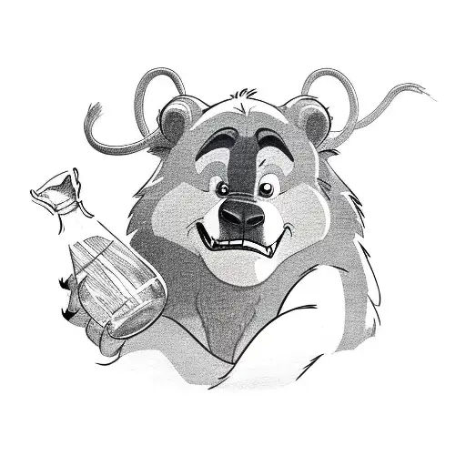 Baloo from the jungle book holding a jar of hiney tattoo design idea