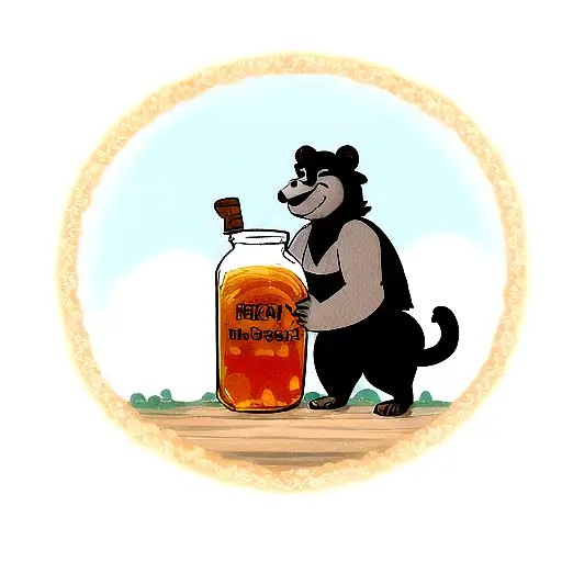 Baloo from the jungle book holding a jar of honey tattoo design idea