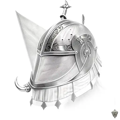 Templar knight helmet tattoo design idea