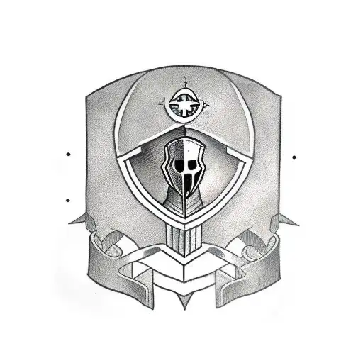 Templar knight helmet tattoo design idea
