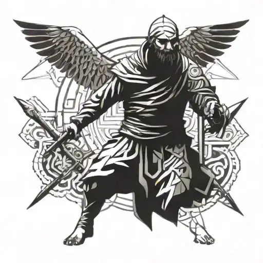 a monk warrior  tattoo design idea