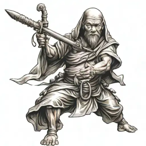 a monk warrior  tattoo design idea