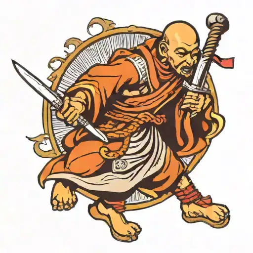a monk warrior  tattoo design idea