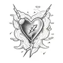 Lightning Bolt heart music  tattoo design idea