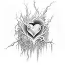 Lightning Bolt heart music  tattoo design idea