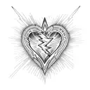 Lightning Bolt heart music  tattoo design idea