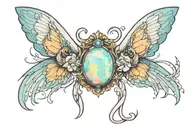 Opal with wings holding tattoo design idea