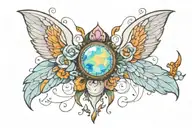 Opal with wings holding tattoo design idea