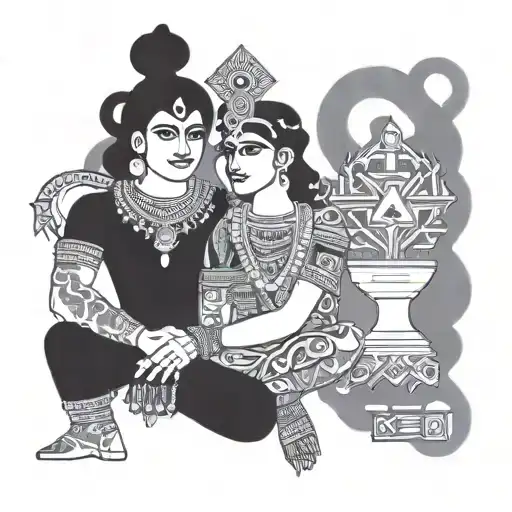 krishna and arjuna tattoo design idea