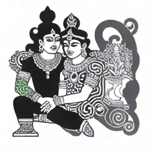 krishna and arjuna tattoo design idea