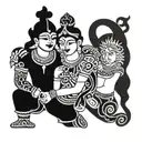 krishna and arjuna tattoo design idea