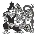 krishna and arjuna tattoo design idea