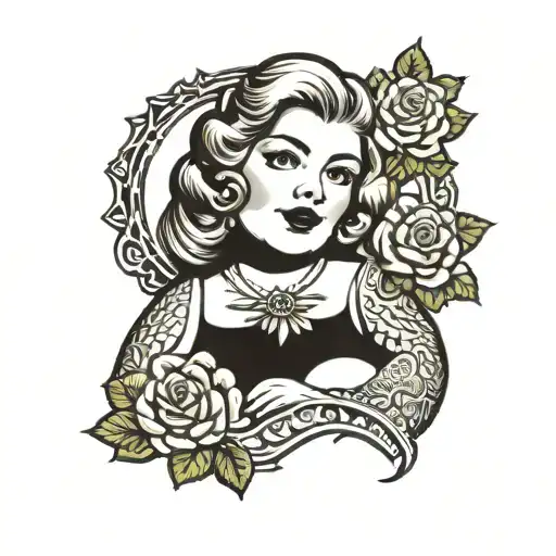 Chubby blonde woman tattoo design idea
