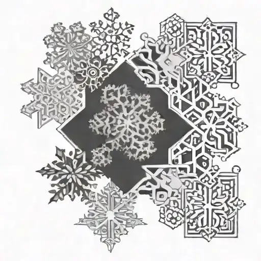 A snowflake design with four unique patterns, each representing a family member and their individuality tattoo design idea