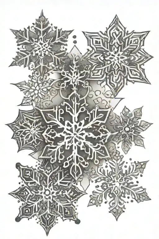 A snowflake design with four unique patterns, each representing a family member and their individuality tattoo design idea