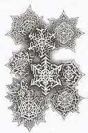 A snowflake design with four unique patterns, each representing a family member and their individuality tattoo design idea