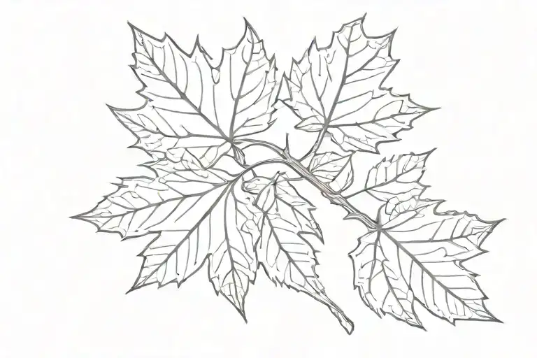 sycamore leaves flying in the wind, wind blowing tattoo design idea