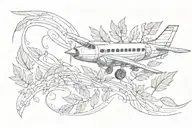 plane leaf flies around wind blowing tattoo design idea