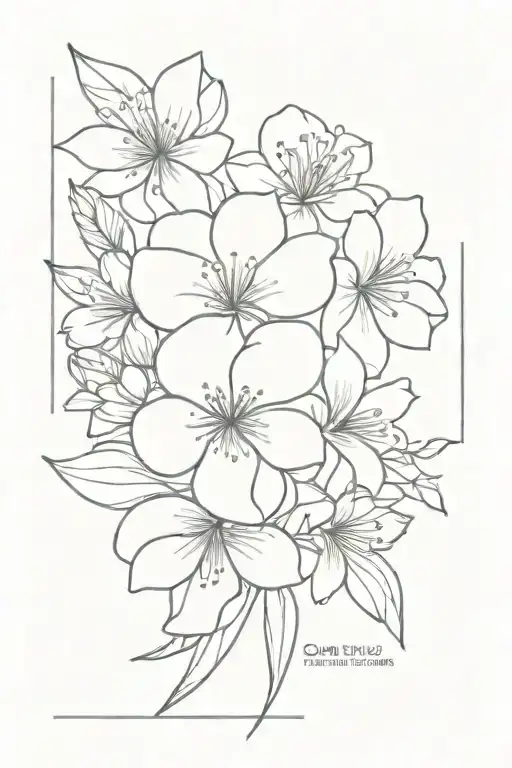 January, April, June, and September birth flower bouquet  tattoo design idea
